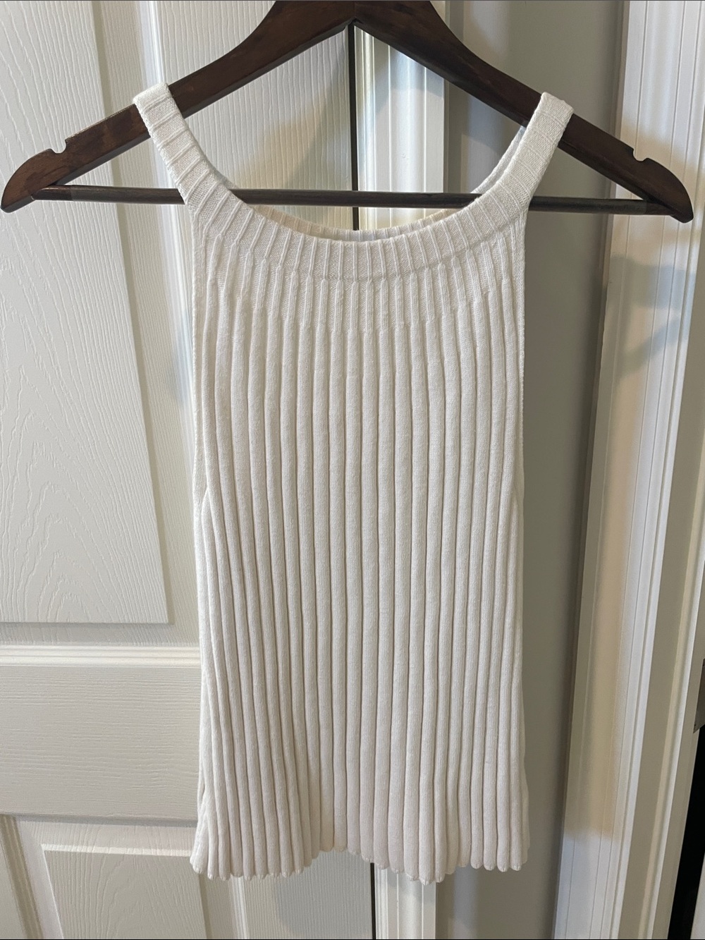 Anthropologie Cream Ribbed Knit Tank